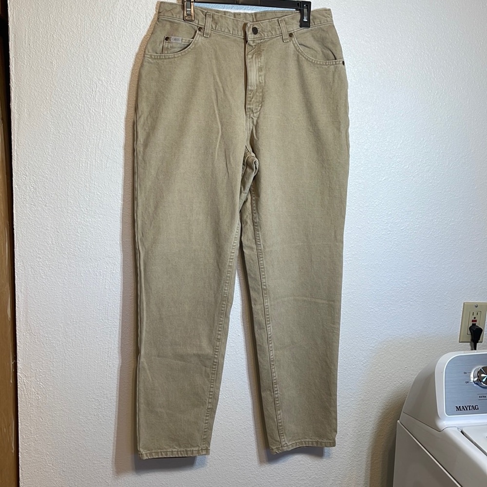 Lee Mom Jeans 14 Vintage 90s Tan Denim Relaxed Fit Cotton Excellent Vtg